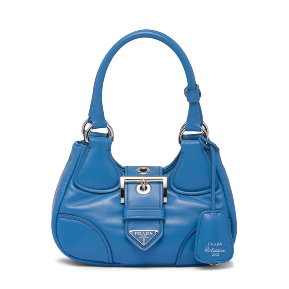 NWT Prada Re-Edition 2002 Moon Bag Nappa Padded Leather In Blue - Picture 1 of 10